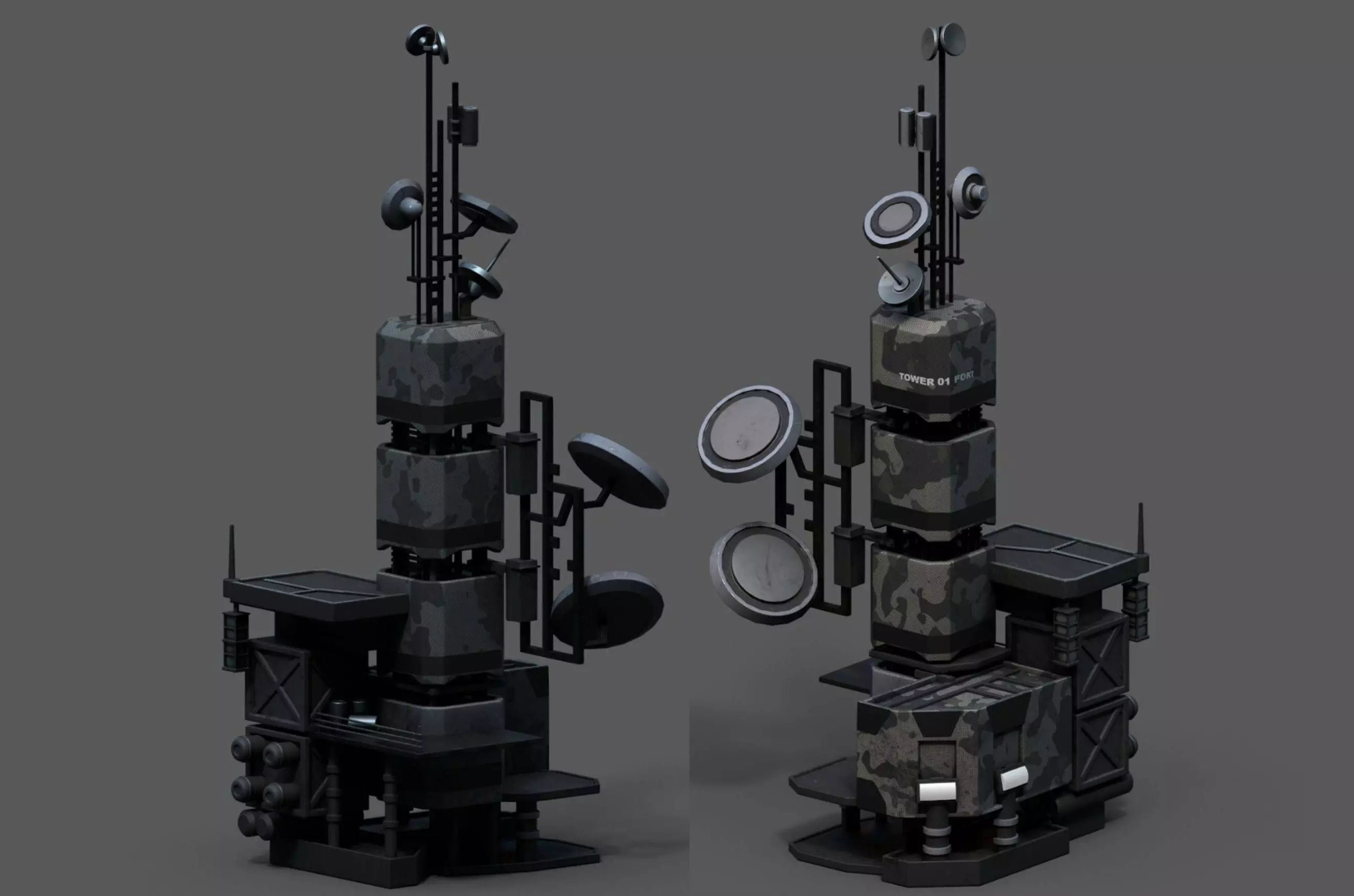 Scifi tower skyscraper building exterior futuristic Low-poly 3D model