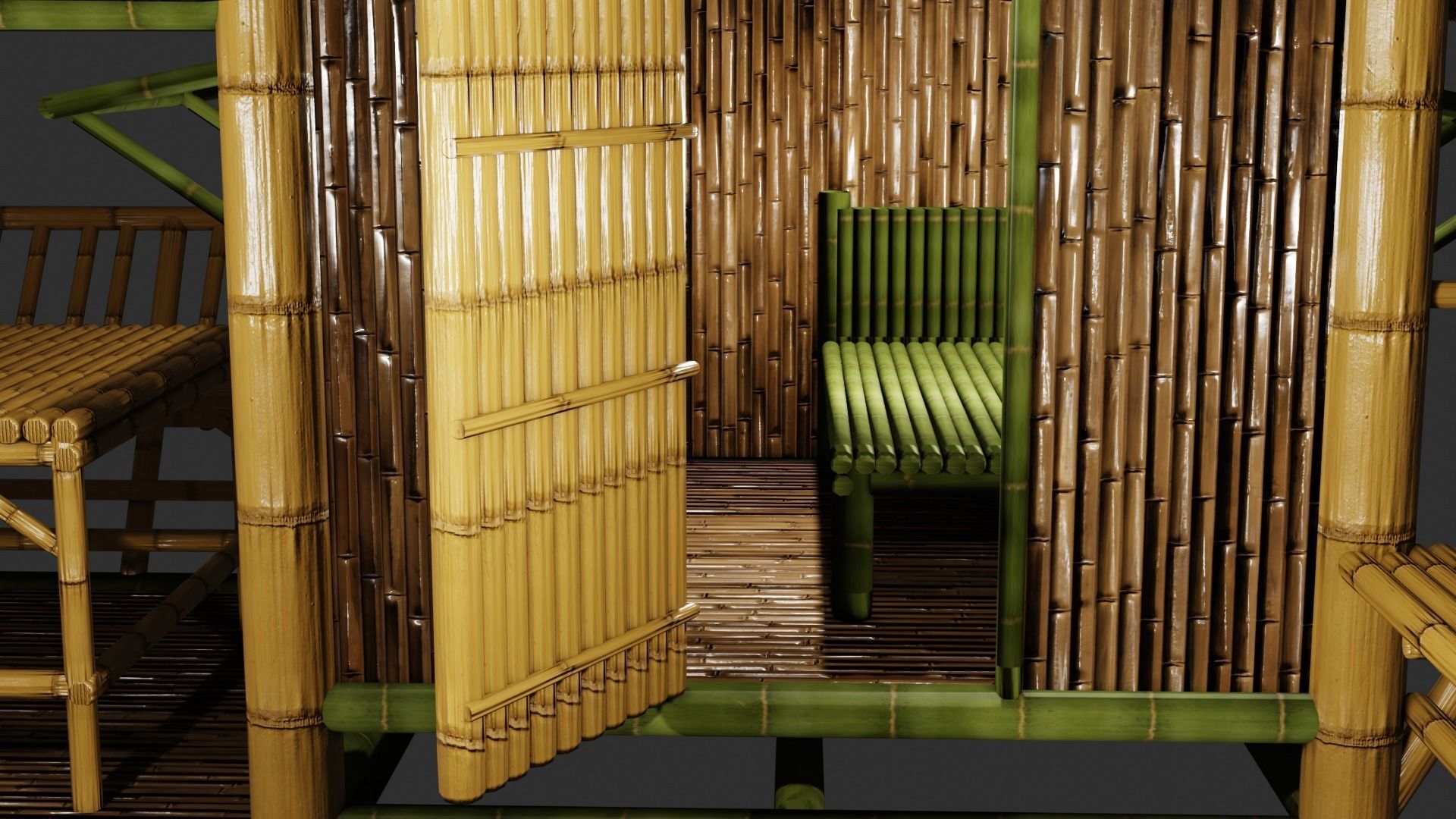 Thailand Bamboo hut style 3d model Free low-poly 3D model_16