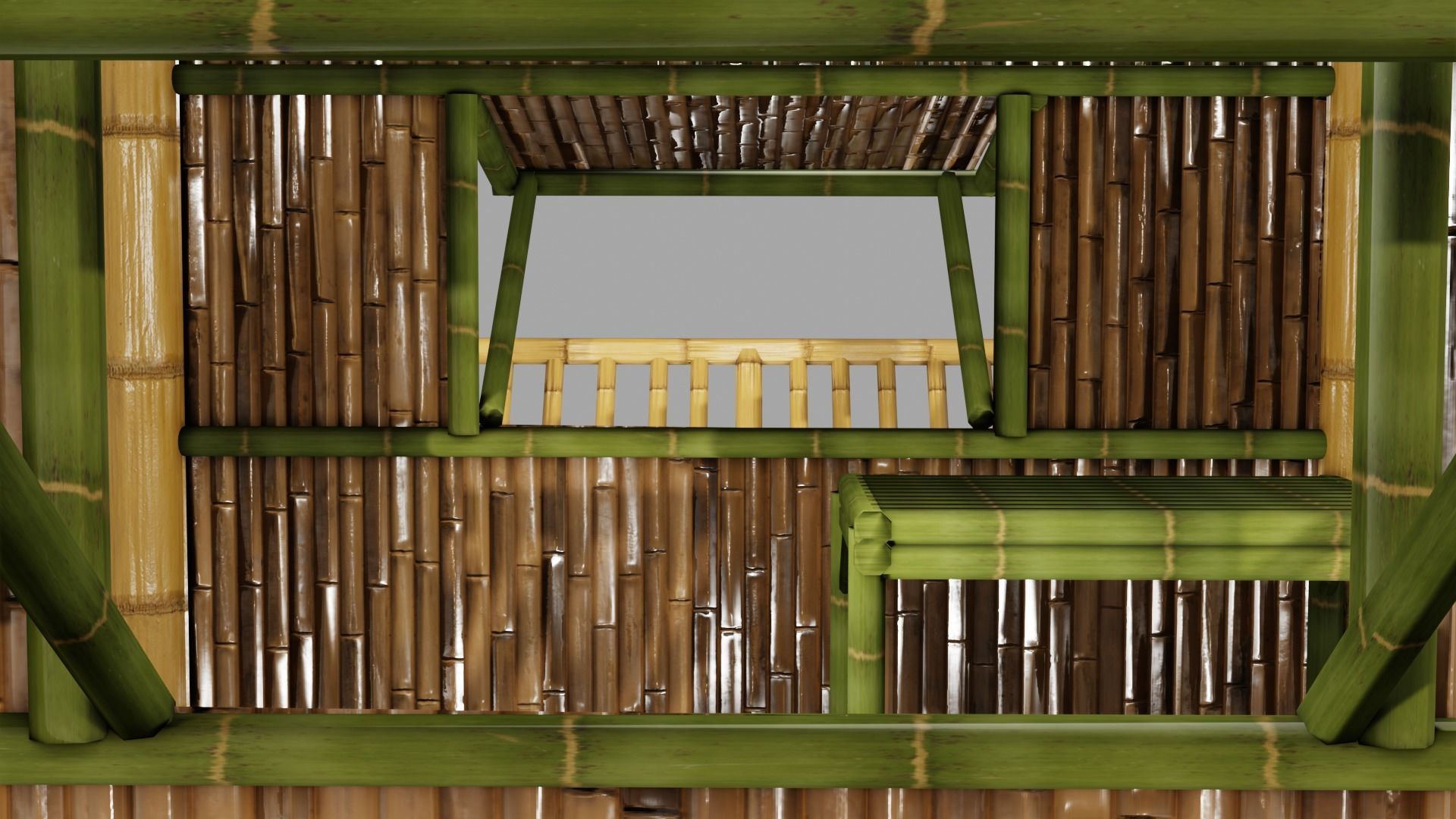 Thailand Bamboo hut style 3d model Free low-poly 3D model_15