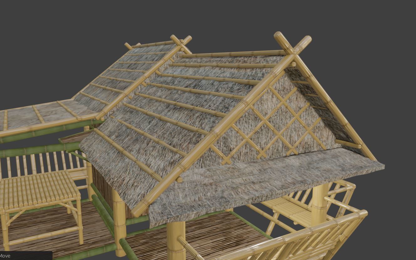 Thailand Bamboo hut style 3d model Free low-poly 3D model_11