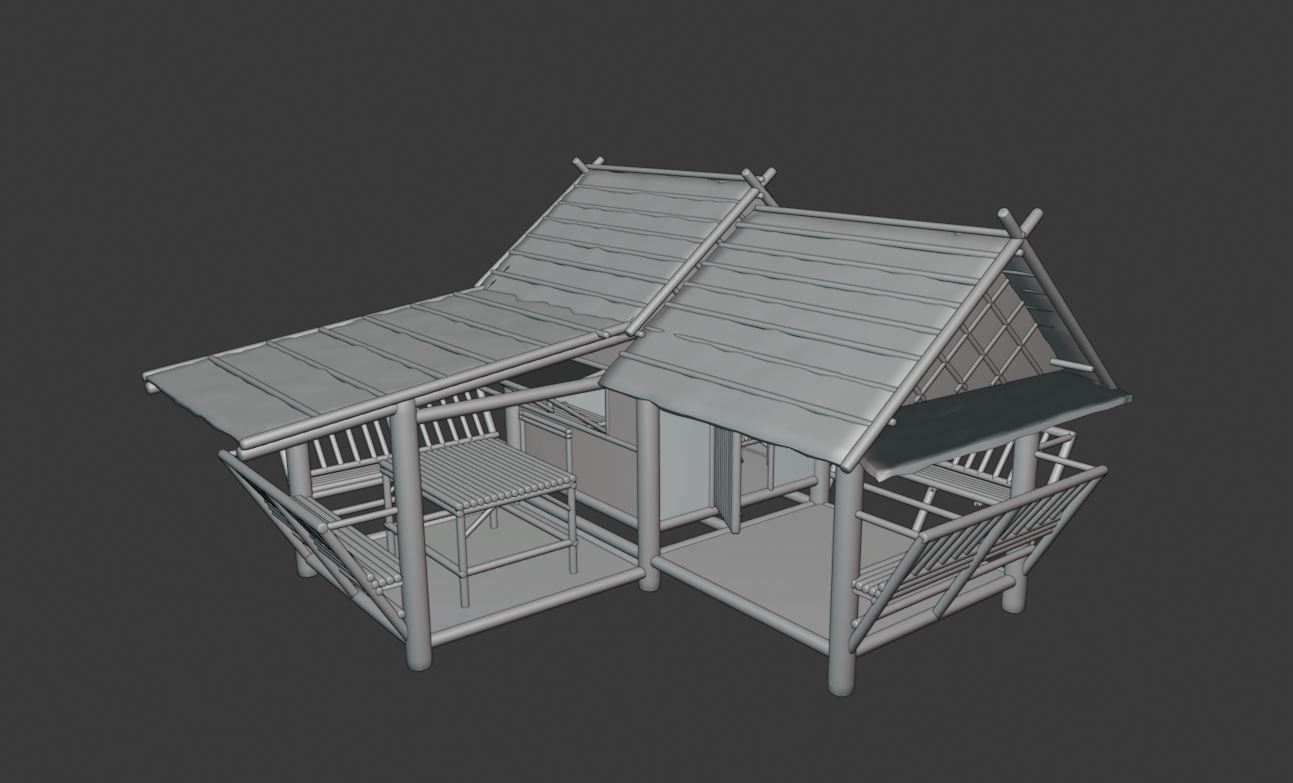 Thailand Bamboo hut style 3d model Free low-poly 3D model_19