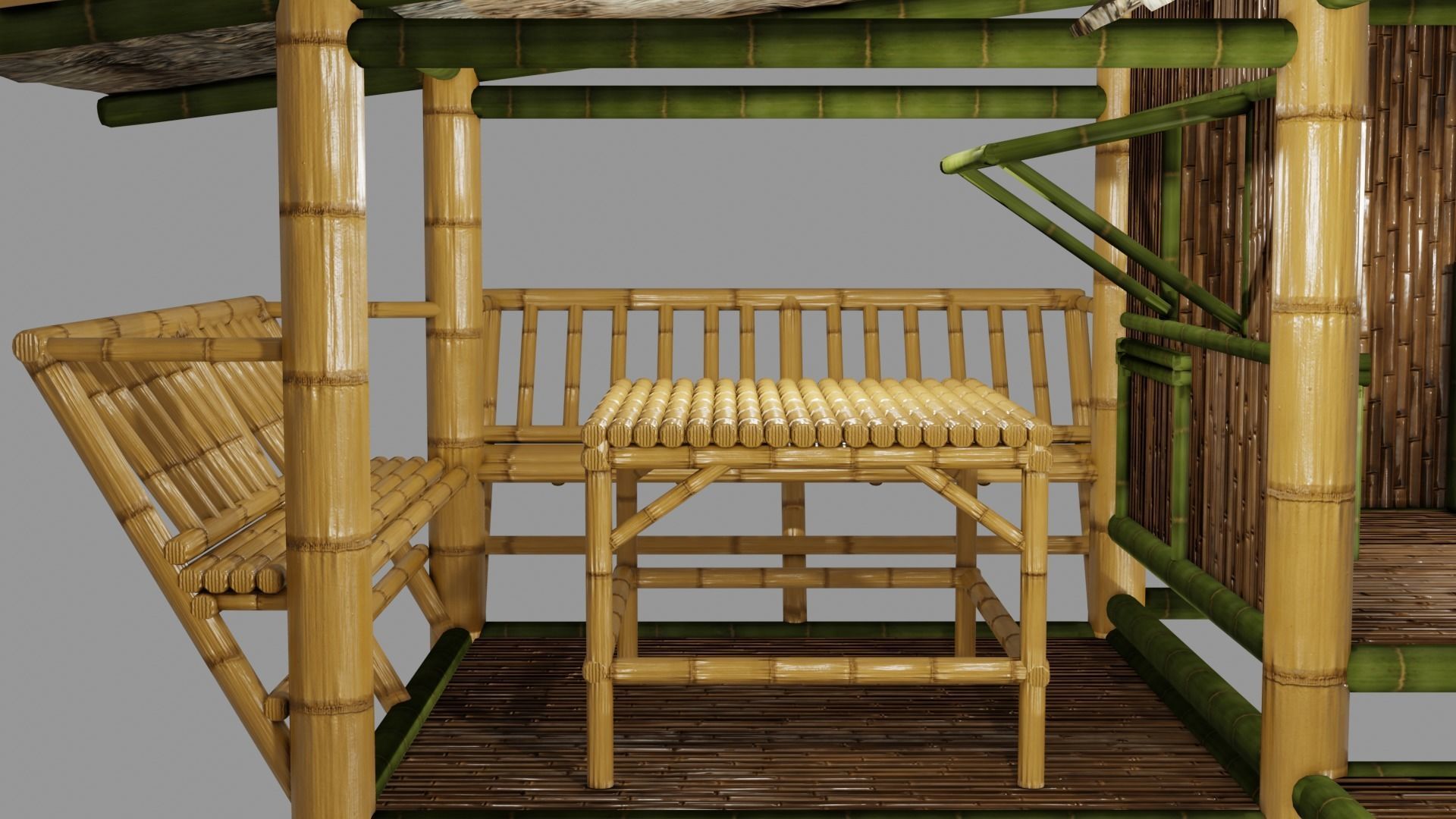 Thailand Bamboo hut style 3d model Free low-poly 3D model_9