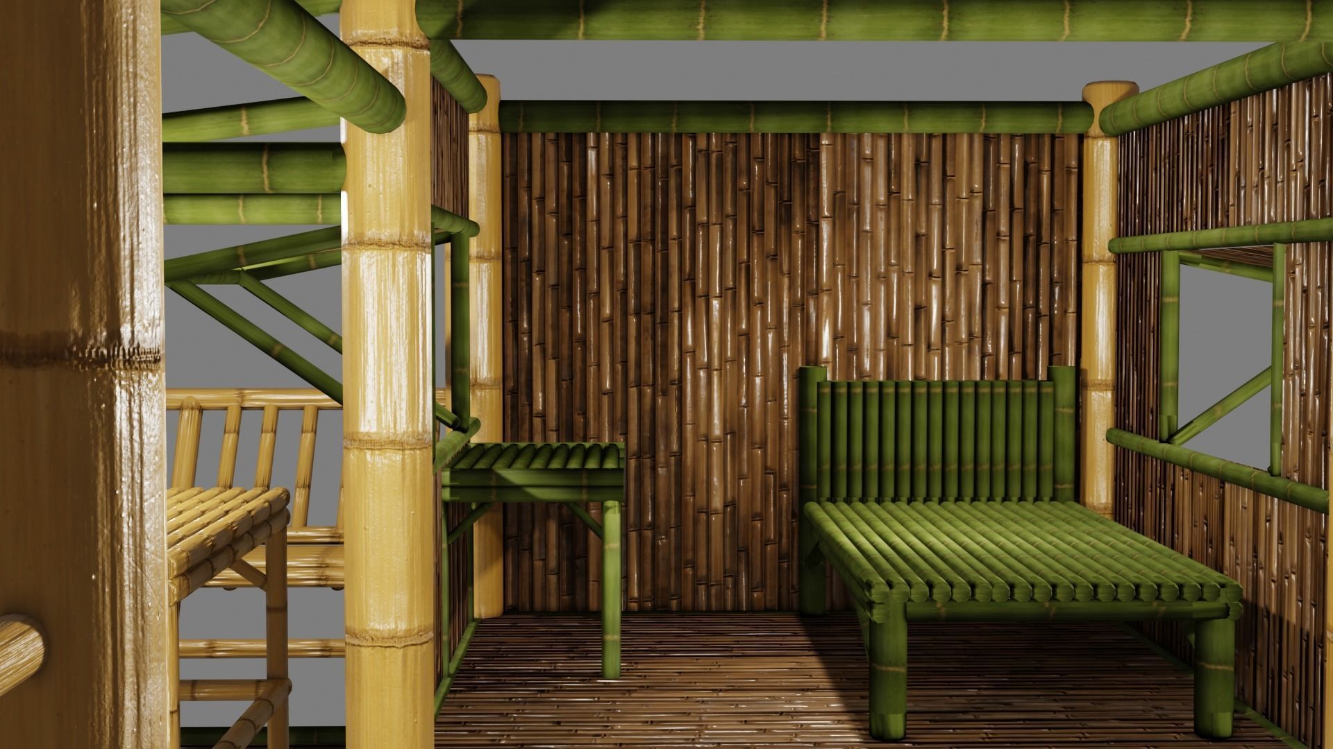 Thailand Bamboo hut style 3d model Free low-poly 3D model_18