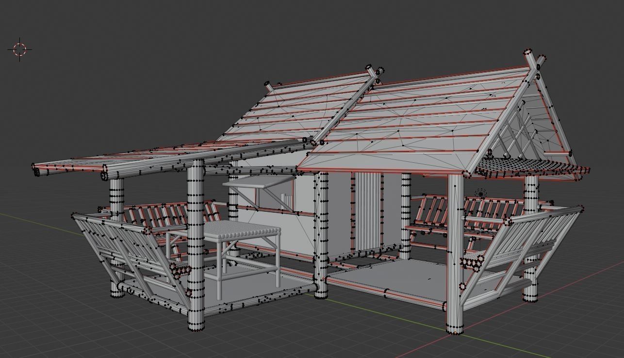 Thailand Bamboo hut style 3d model Free low-poly 3D model_21