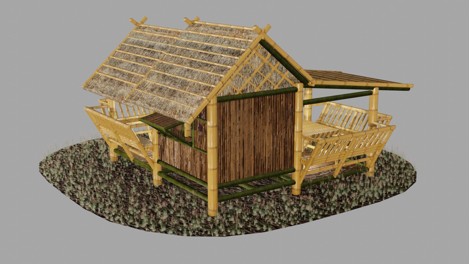 Thailand Bamboo hut style 3d model Free low-poly 3D model_7