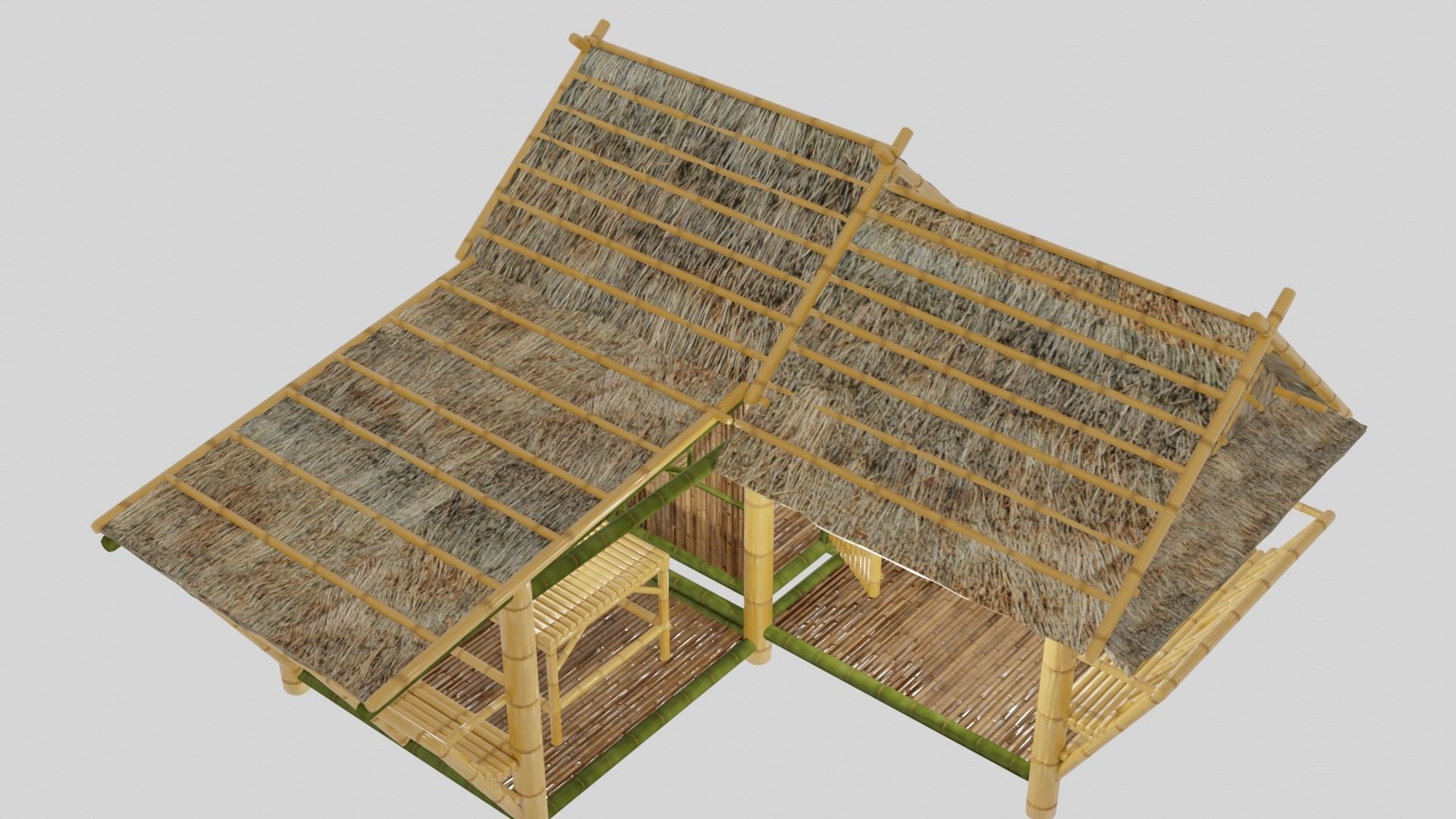 Thailand Bamboo hut style 3d model Free low-poly 3D model_8