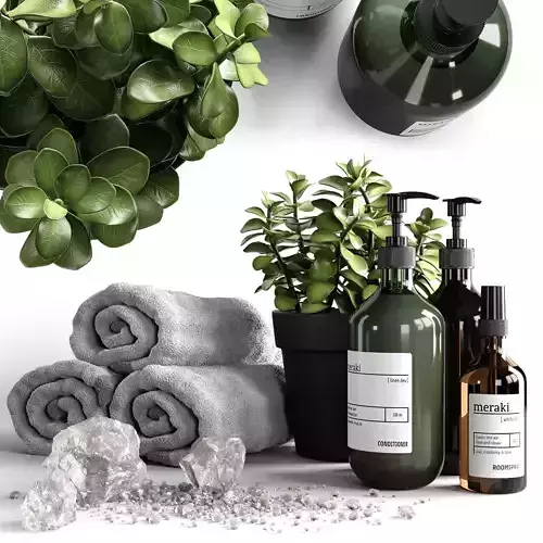 Bathroom decorative set with salt 3D model