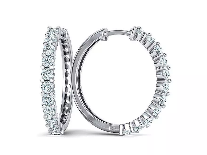 Hoop Diamond Earrings 3dmodel 21mm size printable 3D print model