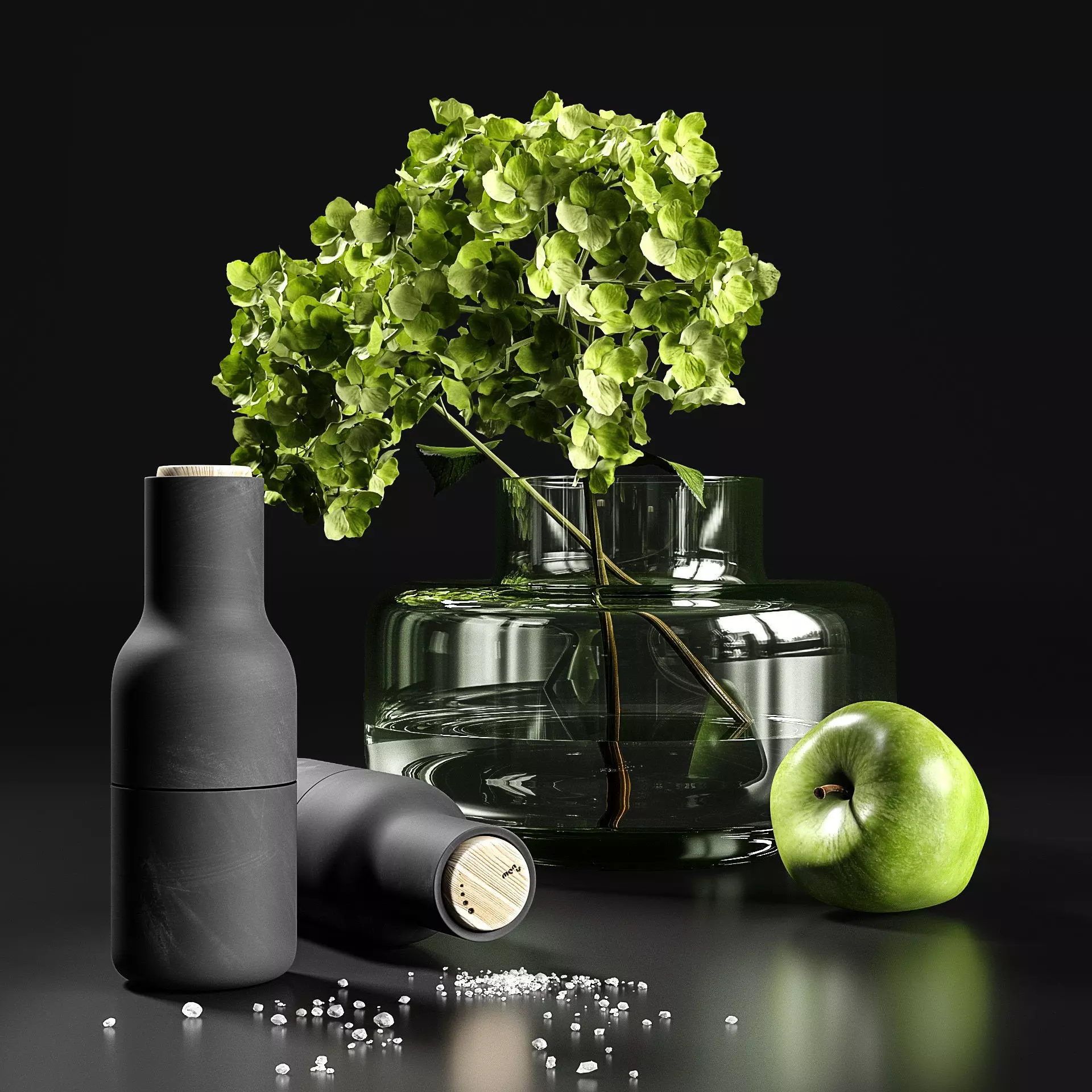 Decorative set with hydrangea 3D model