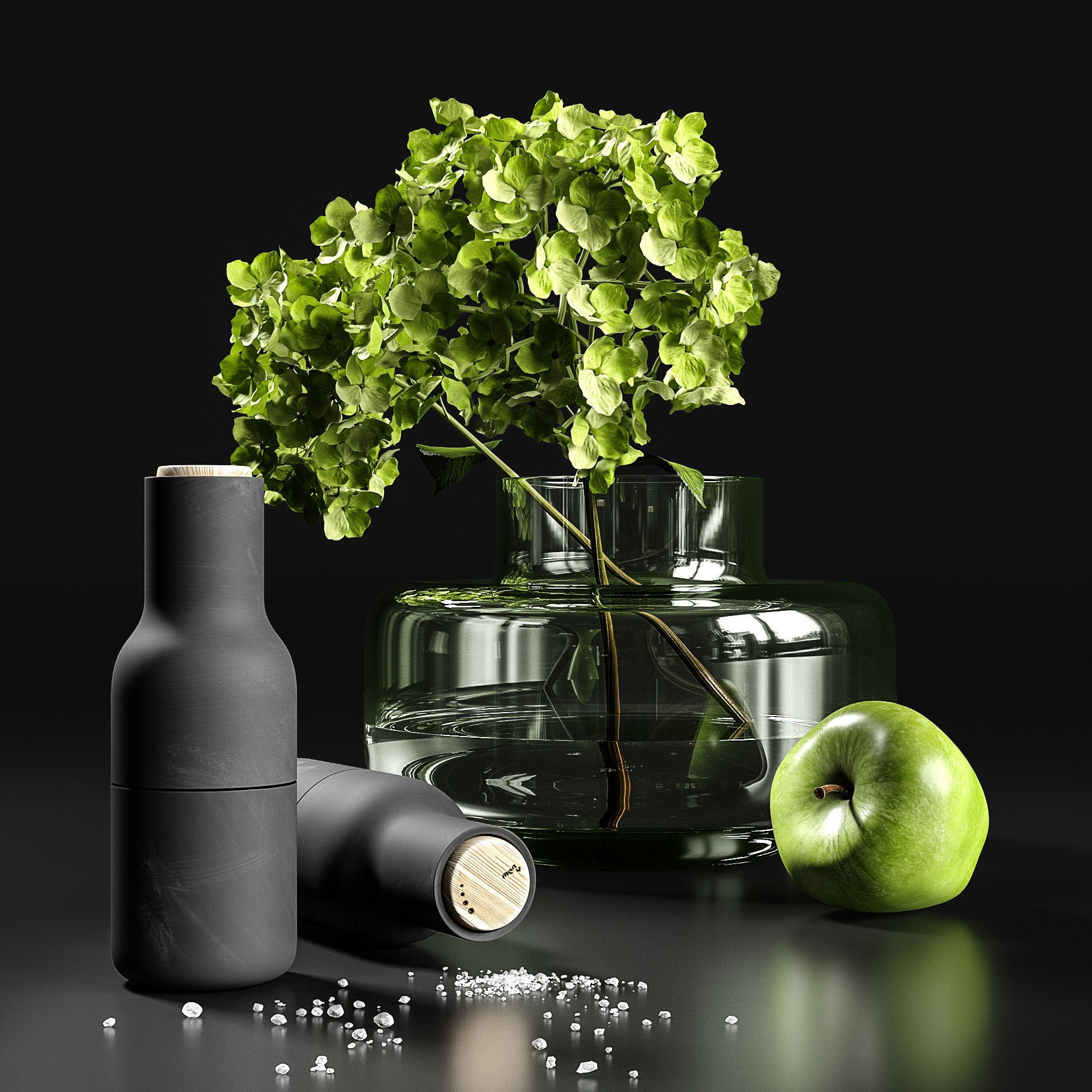 Decorative set with hydrangea
