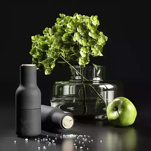 Decorative set with hydrangea 3D model
