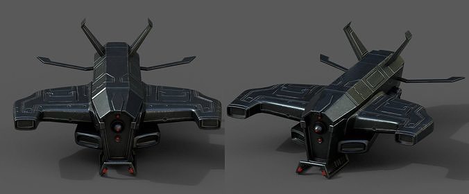 Spaceship starship scifi space futuristic cyborg Low-poly 3D model