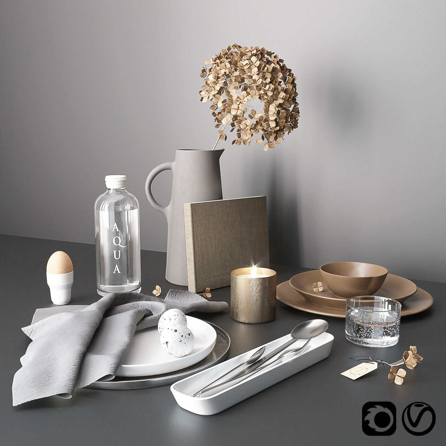 Minimalist tableware 3D model_4