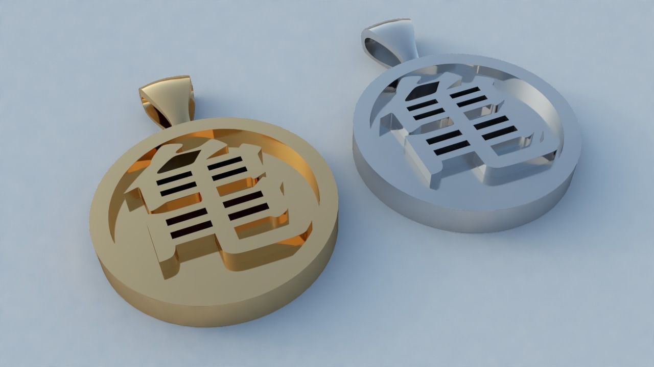 Kame kanji pendant 3D print model_14