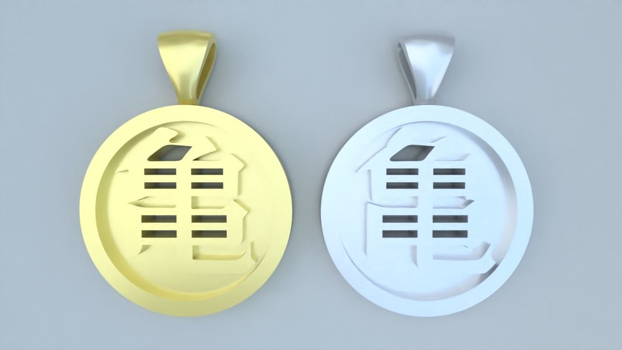 Kame kanji pendant 3D print model_10