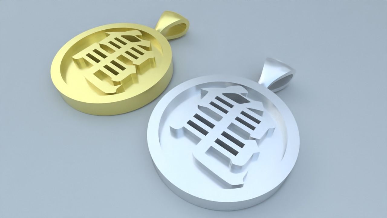 Kame kanji pendant 3D print model_13