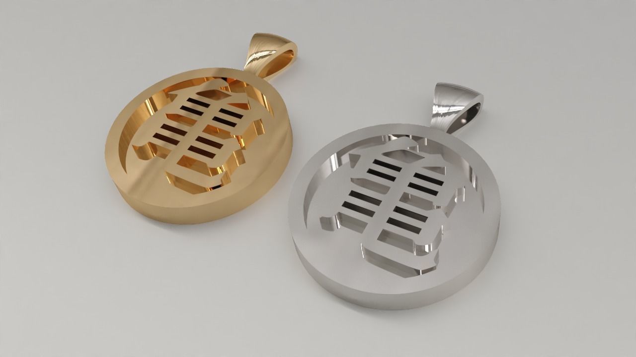 Kame kanji pendant 3D print model_8