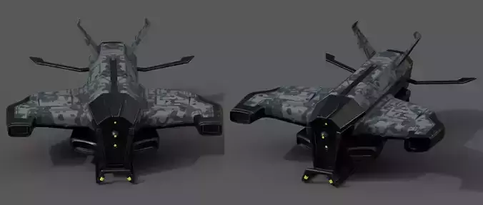 Spaceship starship scifi space futuristic cyborg low poly 