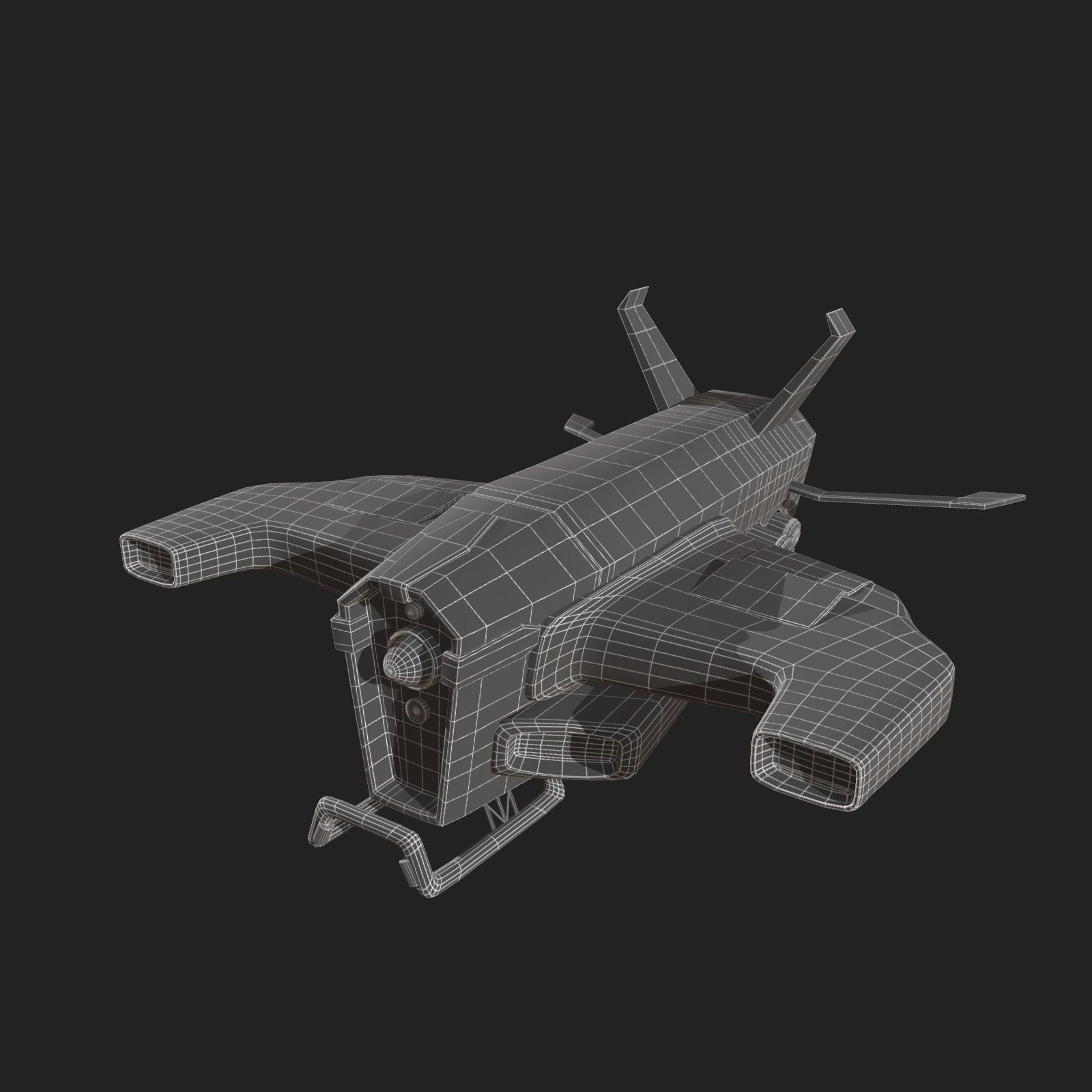 Spaceship starship scifi space futuristic cyborg low poly  Low-poly 3D model_11