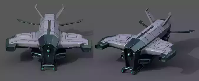 Spaceship starship scifi space futuristic cyborg robot low poly 