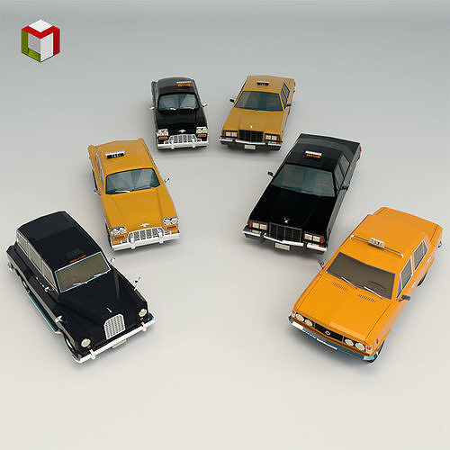 Low Poly Taxi Pack 3D Model Collection