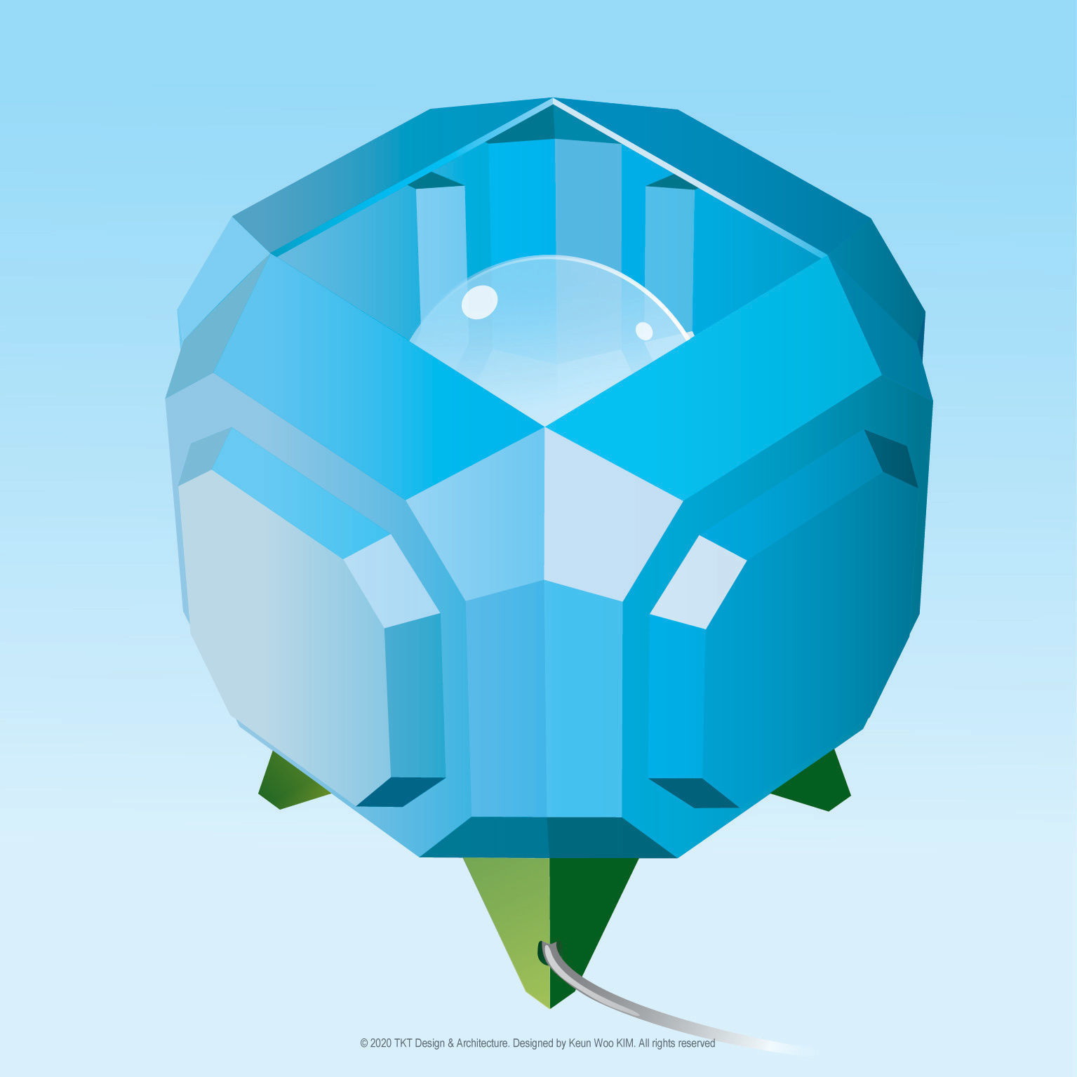 Diamond Berry Designer Table Lamp   3D print model_6