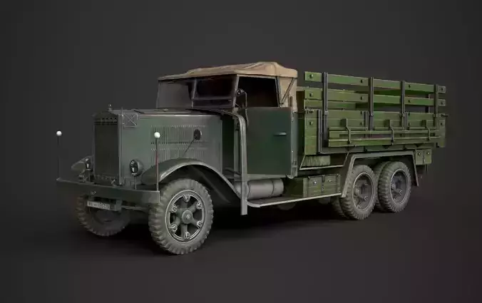 WW2 German Krupp L3H163 Truck Low-poly 3D model