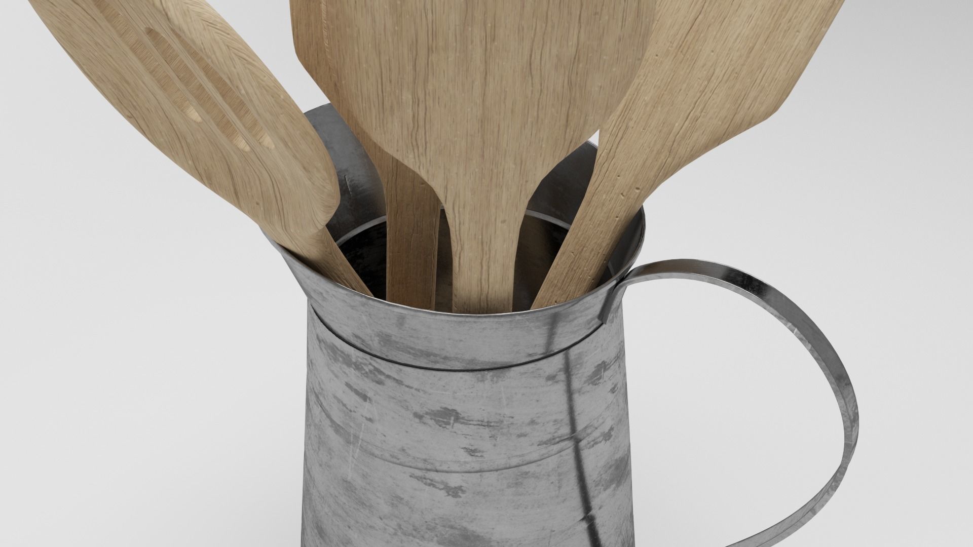 Wooden Utensils inside Jug Low-poly 3D model_5