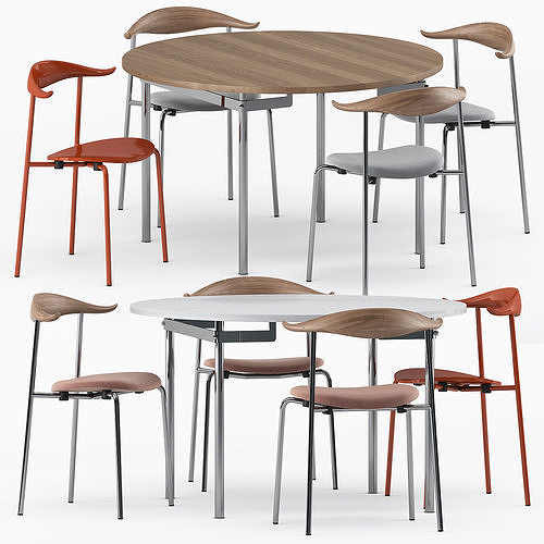 CH388 DINING TABLE and CH88P chair by Carl Hansen and Son 3D model