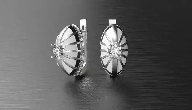 Earrings with enamals and gems