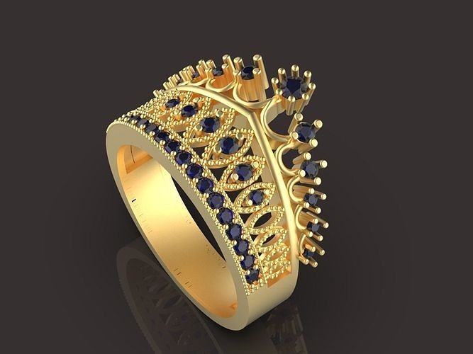 Crown ring Silver Gold  Print Silver Gold  Print 3D print model