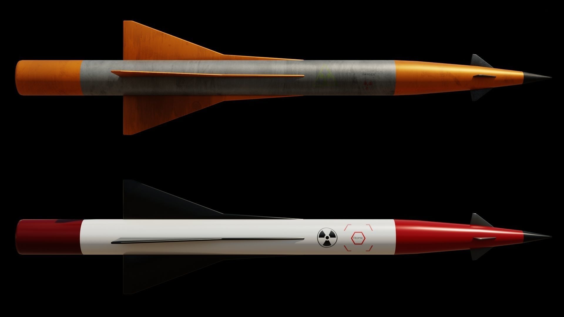 Missile pack 2 models complete textures and materials Low-poly  Low-poly 3D model_1