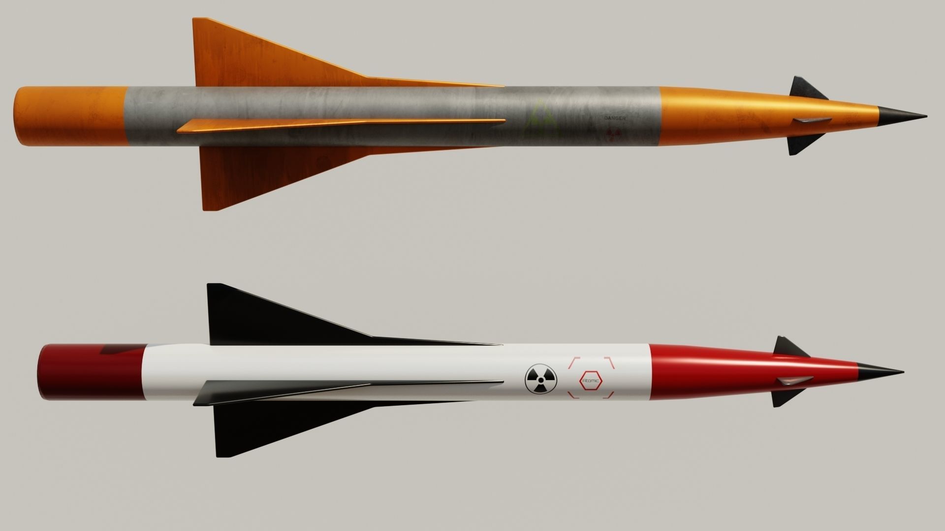 Missile pack 2 models complete textures and materials Low-poly  Low-poly 3D model_2