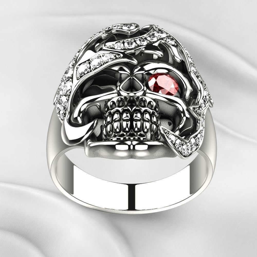 Big Pirate Skull Ring 3D print model_4
