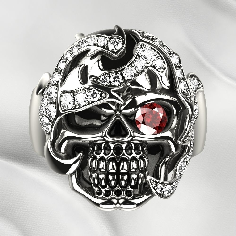 Big Pirate Skull Ring 3D print model_5