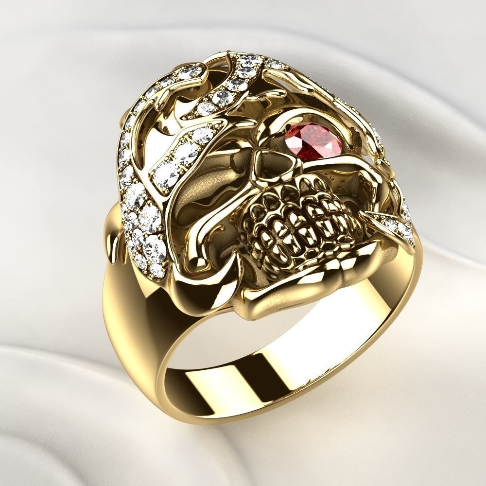 Big Pirate Skull Ring 3D print model_2