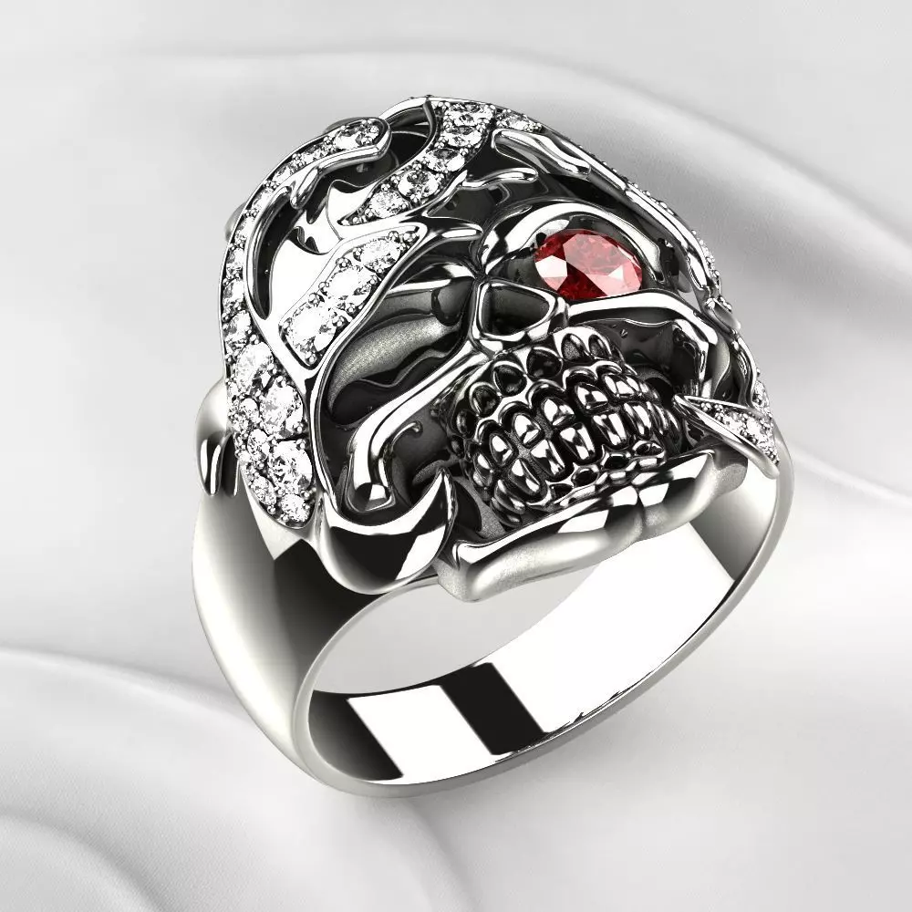 Big Pirate Skull Ring 3D print model_0