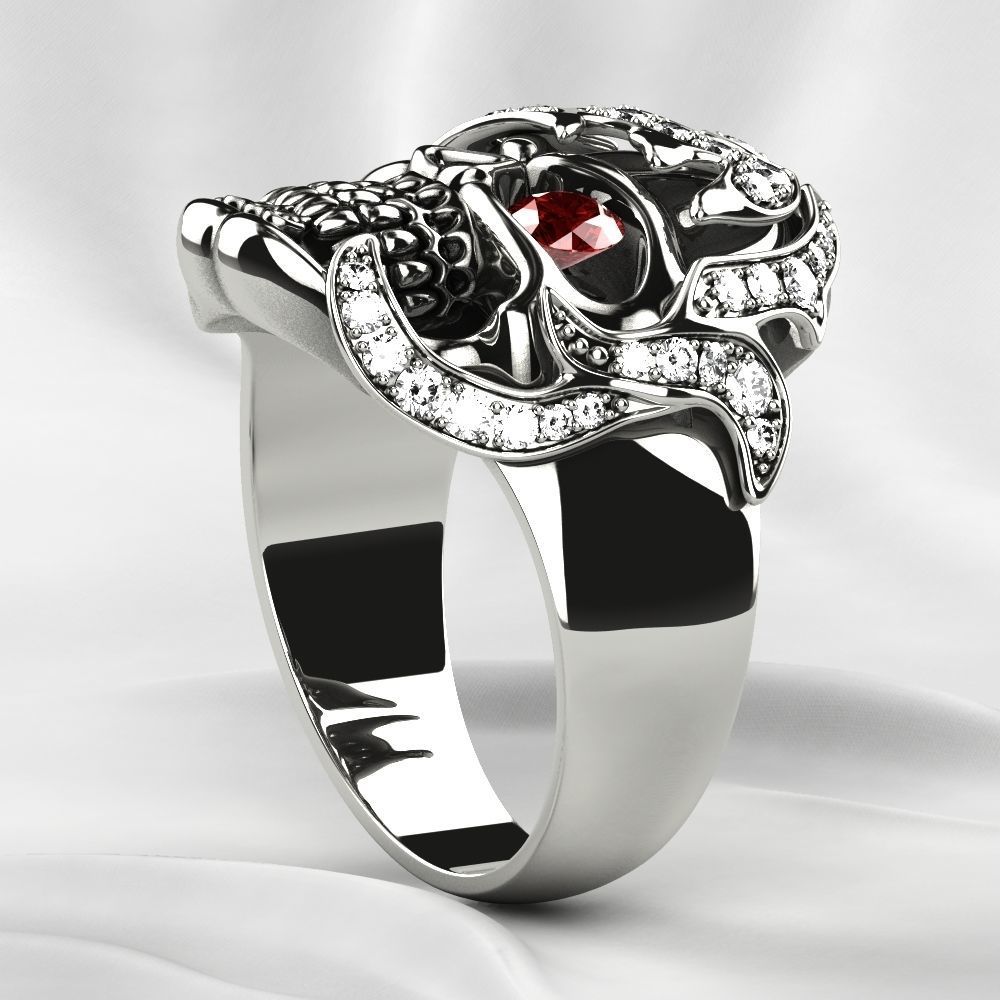 Big Pirate Skull Ring 3D print model_11