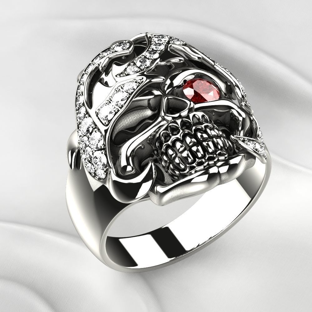 Big Pirate Skull Ring 3D print model_1