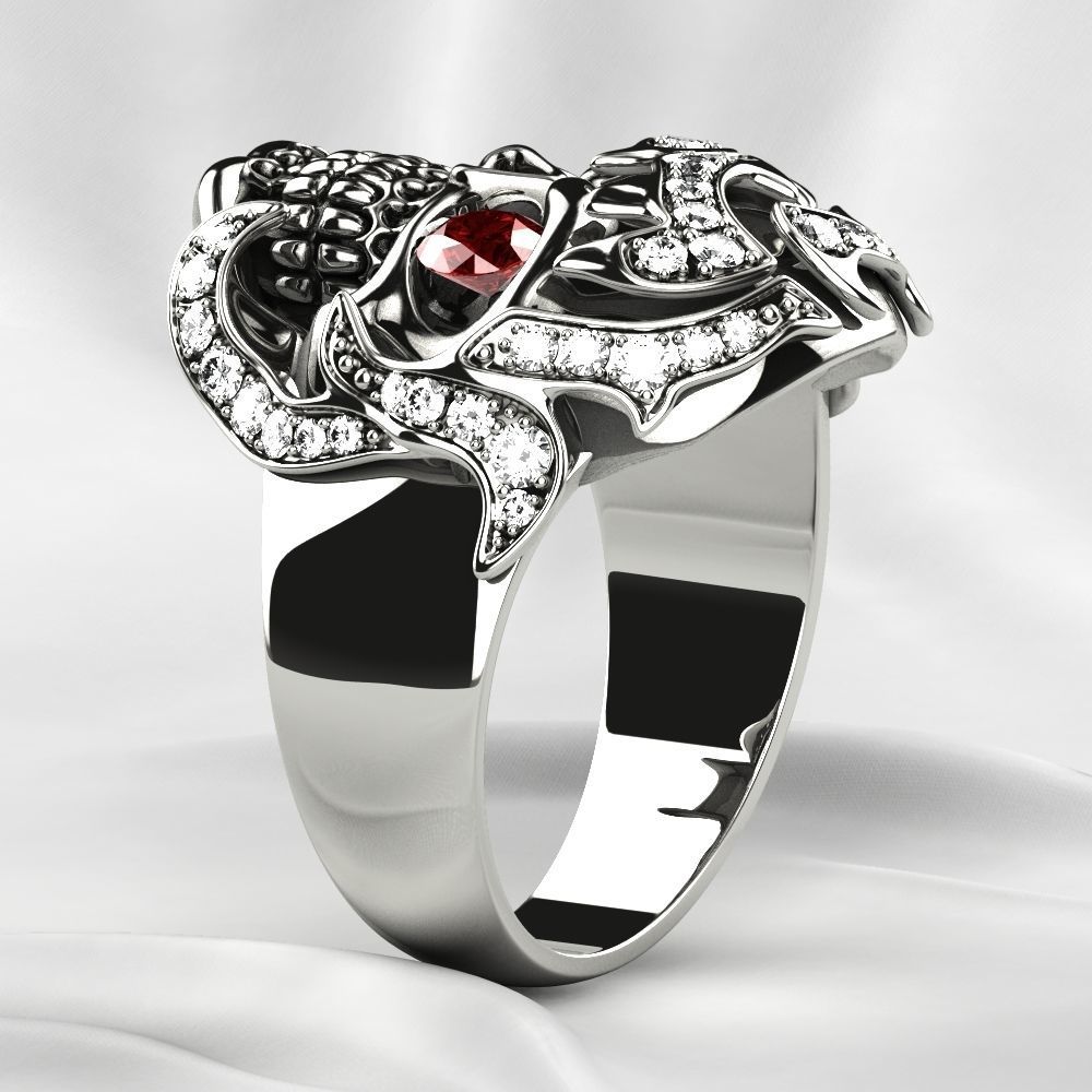 Big Pirate Skull Ring 3D print model_13