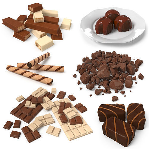 Chocolate Collection three bars Low-poly 3D model