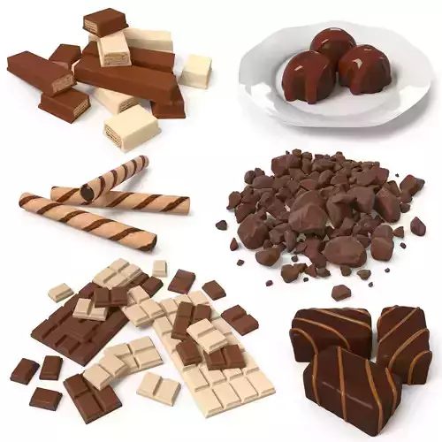 Chocolate Collection three bars Low-poly 3D model