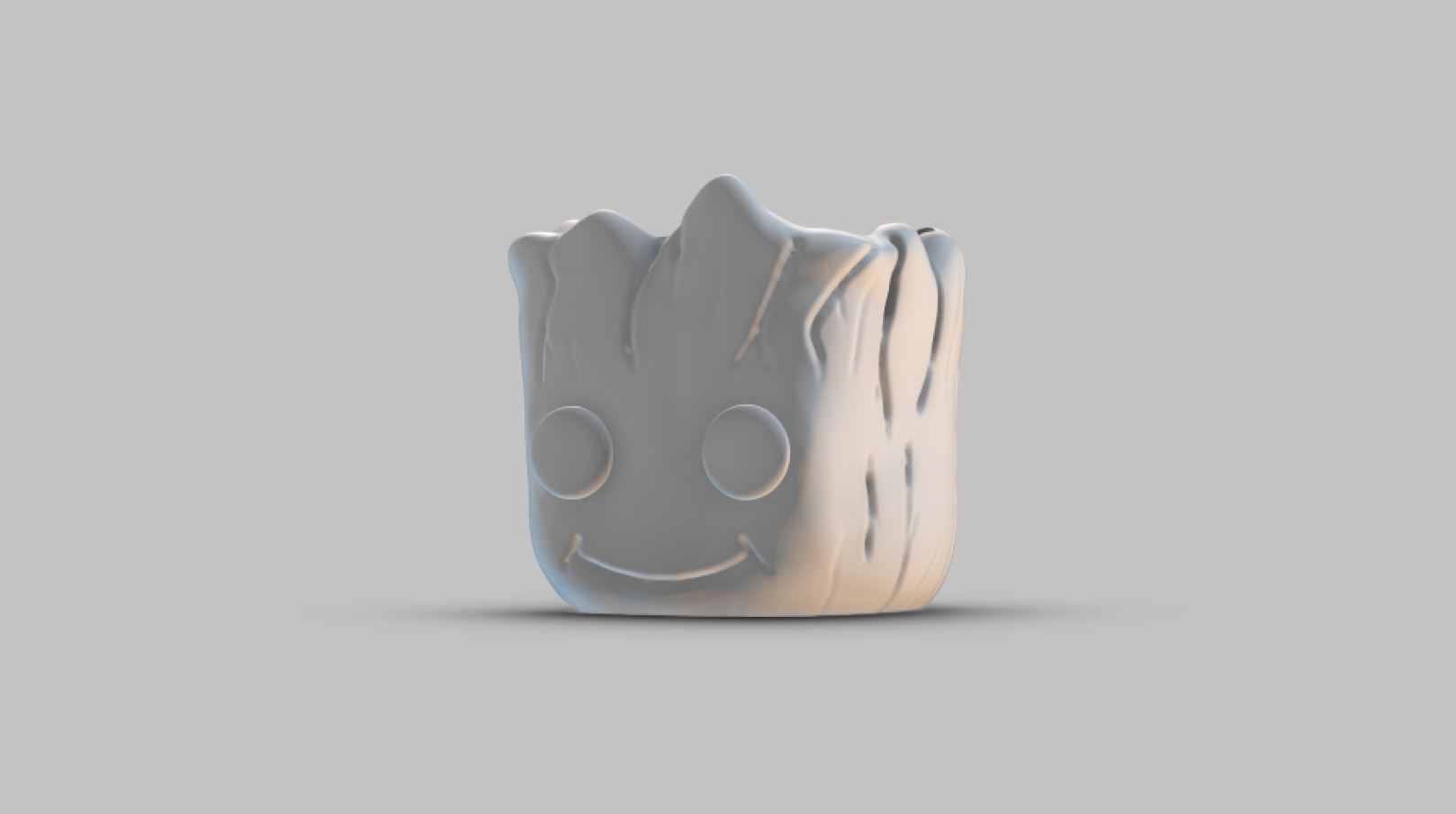 Baby Groot  Cute Head Planter Cartoon Style 3D print model_10