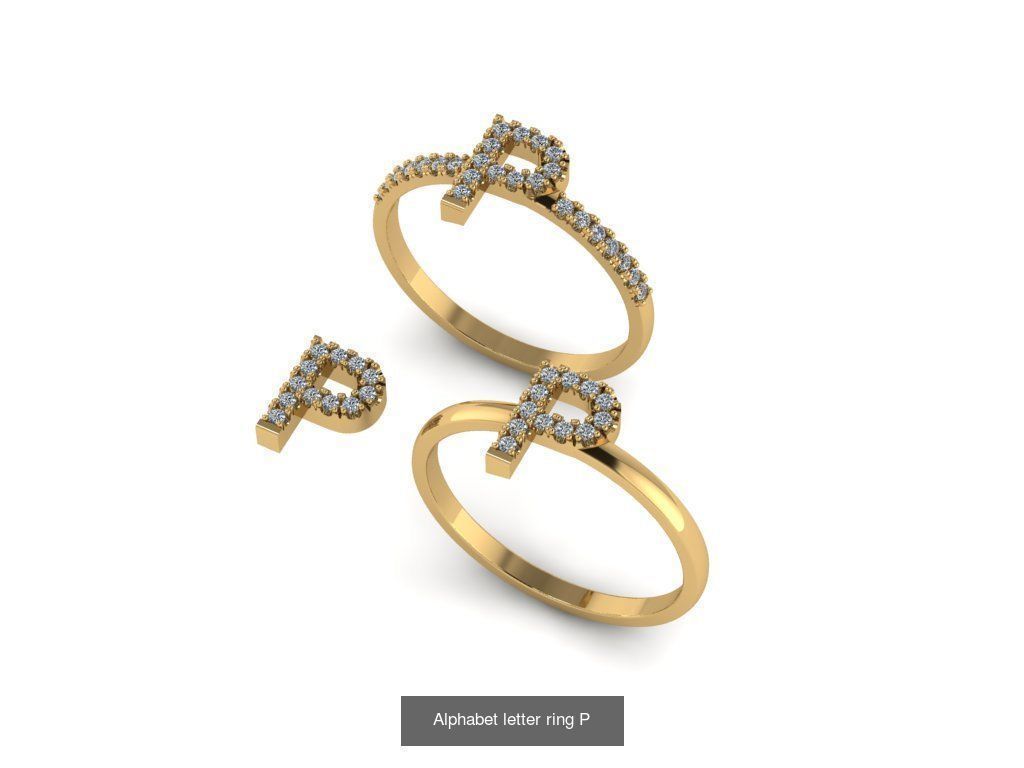 Alphabet letter rings 3D Model Collection_20