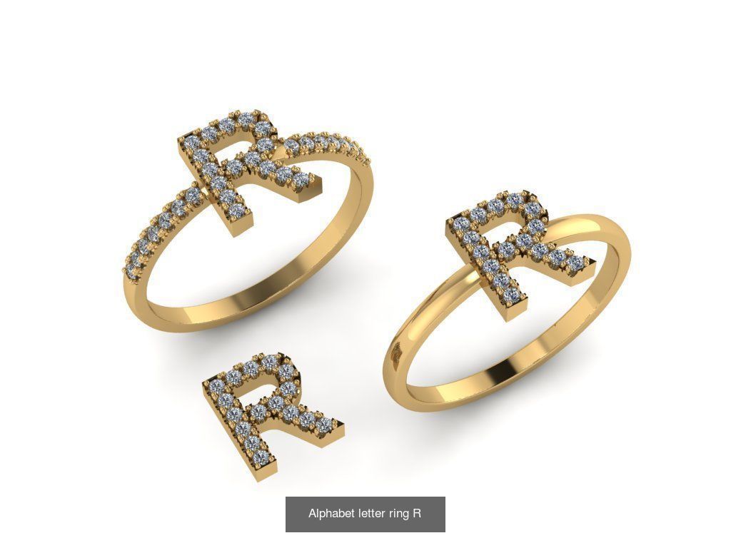 Alphabet letter rings 3D Model Collection_22