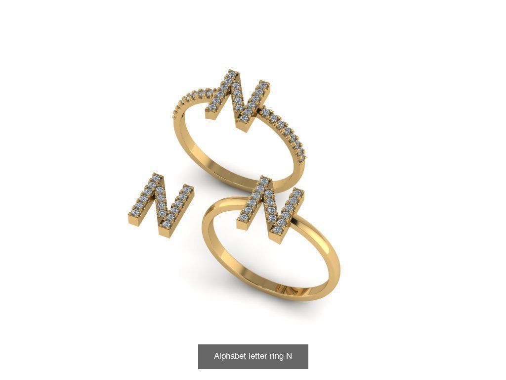 Alphabet letter rings 3D Model Collection_18