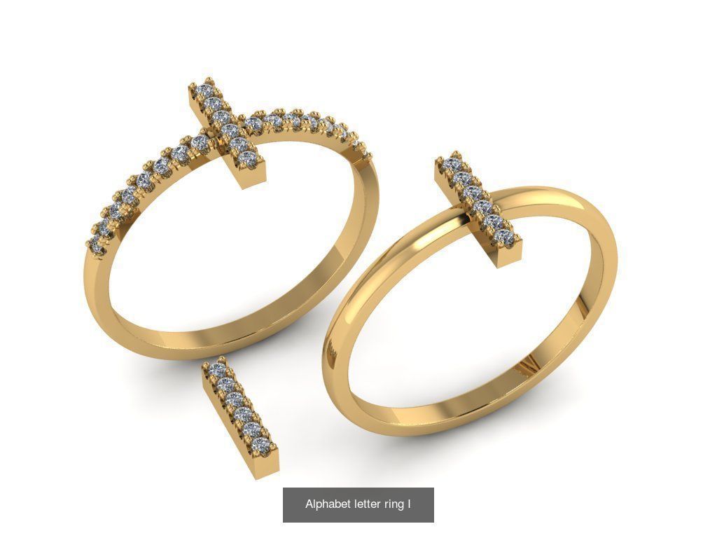 Alphabet letter rings 3D Model Collection_13