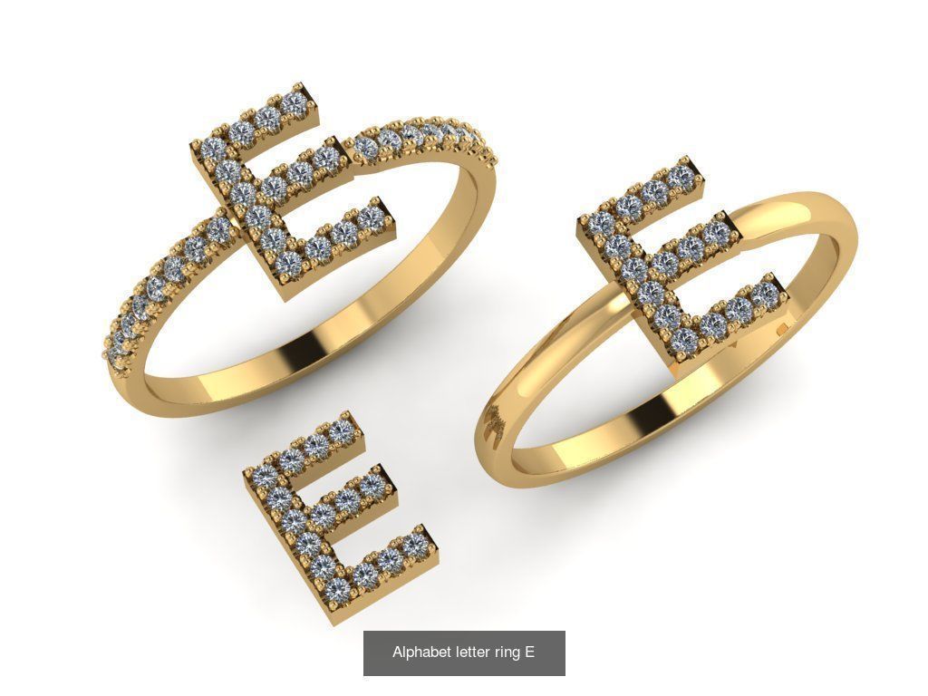 Alphabet letter rings 3D Model Collection_9