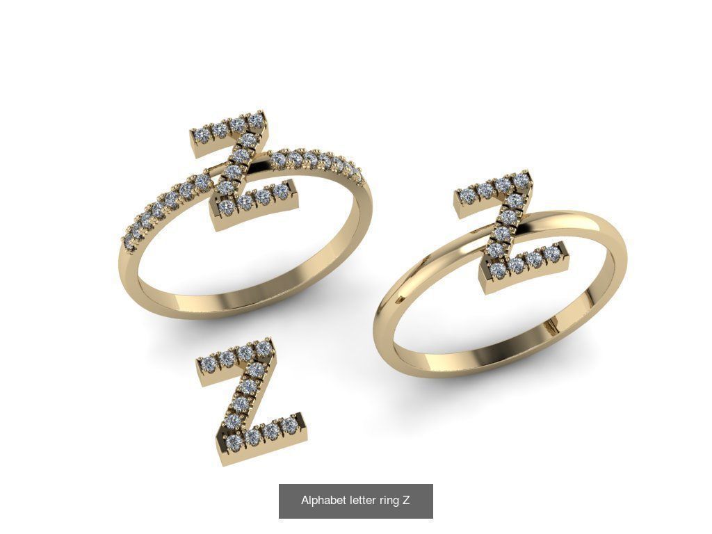 Alphabet letter rings 3D Model Collection_28