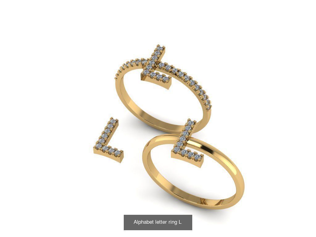 Alphabet letter rings 3D Model Collection_16